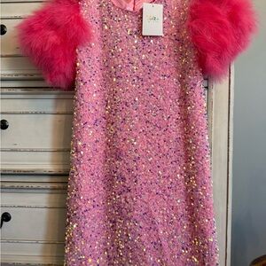 Lola + The Boys ROSE FEATHER PARTY DRESS